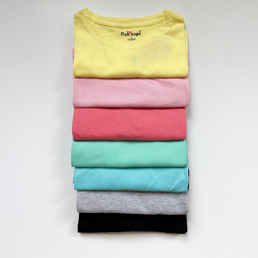 Pink Angel T-Shirt Multipack, 7 Tees, Girls Size 14